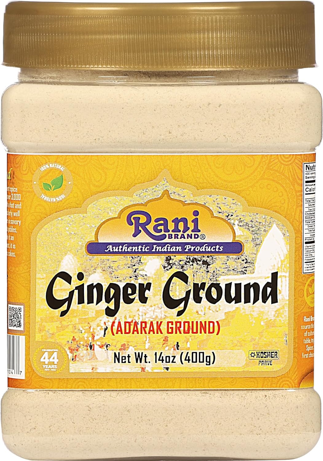Rani Ginger (Adarak) Powder Ground, Spice 14oz (400g) PET Jar ~ All Natural | Vegan | Gluten Friendly | NON-GMO | Kosher | Indian Origin
