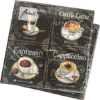 20-ct Coffee Napkins Black and White Decorative Paper for Decoupage Fall Tea Party Valentine Father's Day Latte Napkins