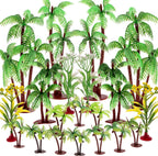 20 Pcs Model Palm Trees Miniature Coconut Plastic Scenery Tree Diorama Artificial Rainforest Landscape Mini Plant Train Railroad Building Decoration DIY Cake Topper