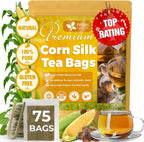 FreshDrinkUS, Premium 75 Tea Bags Corn Silk Tea, 100% Natural & Pure from Corn Silk. Herbal Tea. Clean Ingredients. Made with Natural Material Tea Bags. No Sugar, No Caffeine, Vegan.
