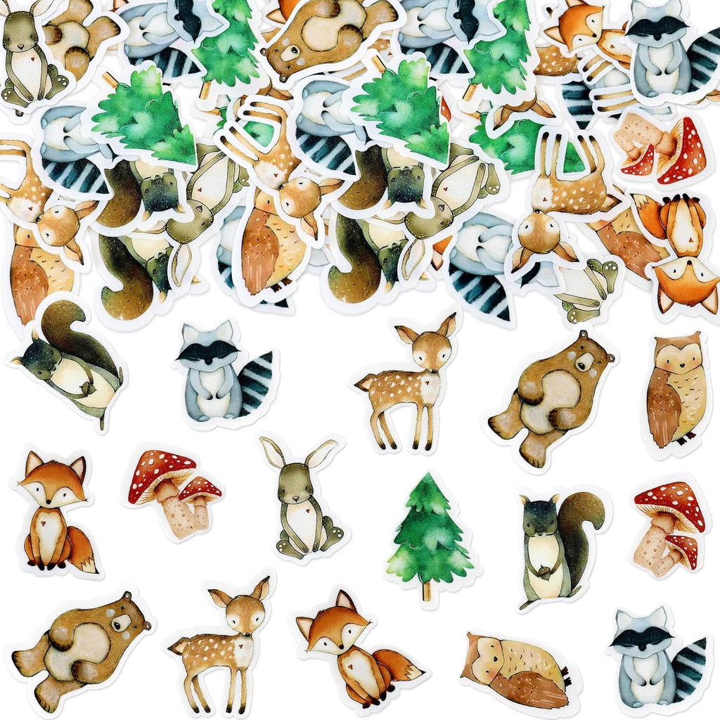 40Pcs Edible Animal Cupcake Toppers Wafer Paper Woodland Cupcake Toppers Picks for Animal Drink Topper Baby Shower or Birthday Party Decoration