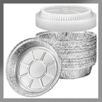 Aluminum Foil Pans [9" Round] x [25 Pack] with Clear Dome Lids Recyclable Disposable Containers Straight Walls for Storing, Baking, Meal Prep & Reheating Freezer & Oven Safe (25 Pack, 9 inch)