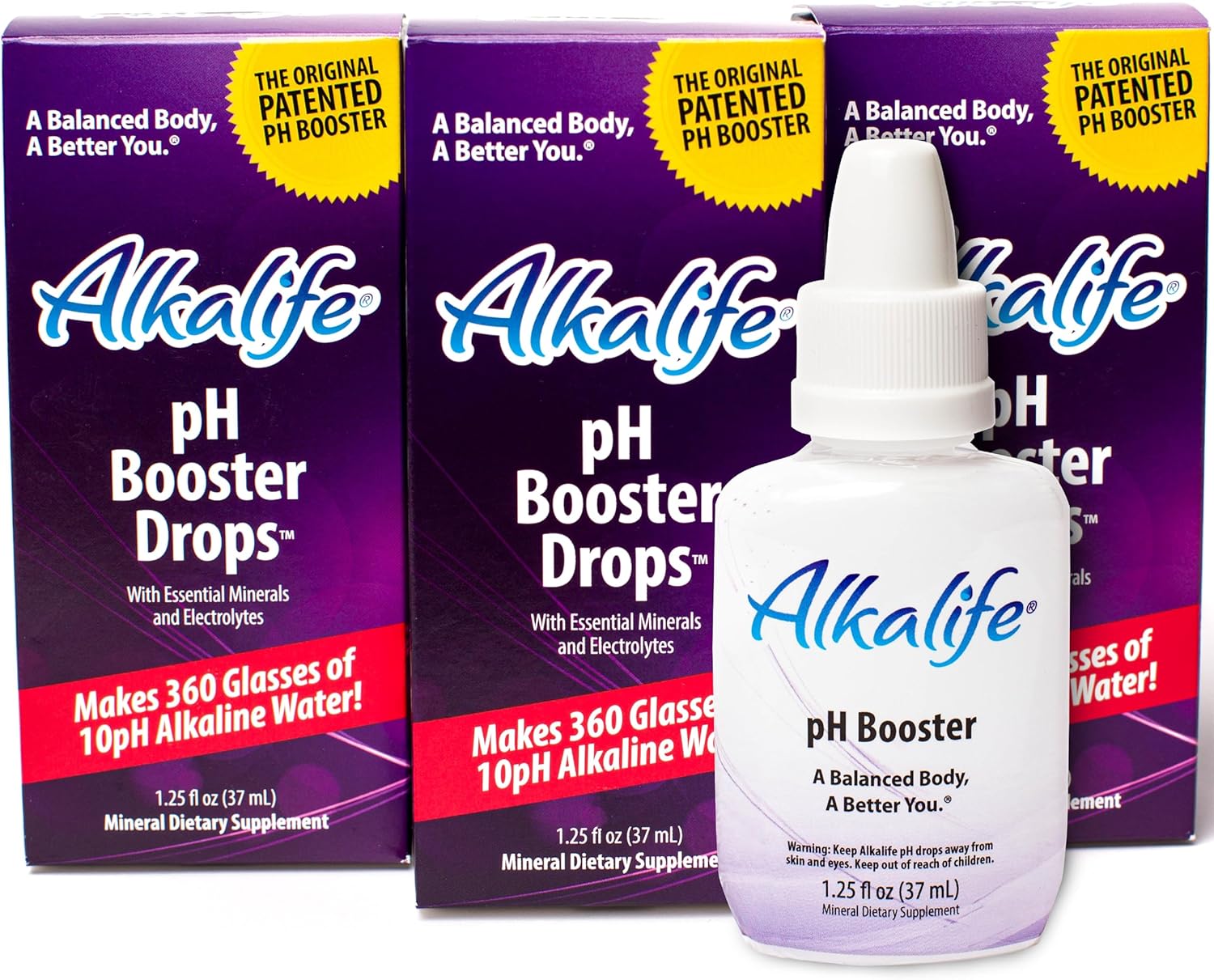 Alkalife pH Booster Drops, 3 Pack, Turn Any Drinking Water Into pH 10 Alkaline Water, 360 Servings Per Bottle, The Original Patented Formula, Electrolytes & Minerals