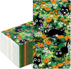 FYSUIMU 100 Pcs Guest Napkins Disposable Paper Napkin Flower Black Cat Dinner Hand Napkins for Kitchen Home Bathroom Party Supplies Table Decor