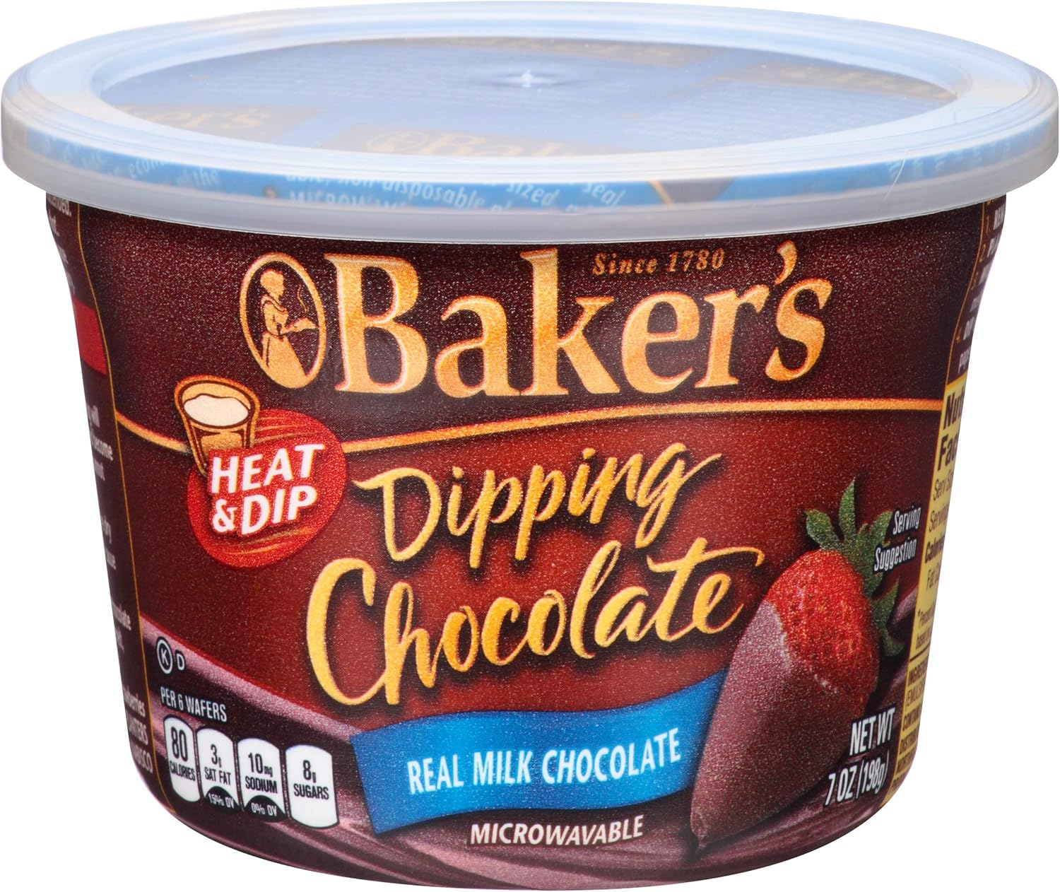 Baker's Dipping Chocolate, Milk Chocolate, 7-Ounce Microwavable Tubs (Pack of 8)