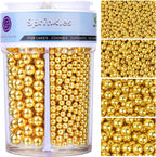 Sprinkles for Cake Decorating, Deluxe Gold Pearl Sprinkles 7.8oz 4 Sizes Mix for Cookie Baking Donuts Ice Cream Cake Cupcake Toppings