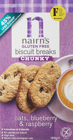 Nairn's Gluten-Free Blueberry & Raspberry Chunky Oat Biscuit Breaks 160g (Pack of 2)
