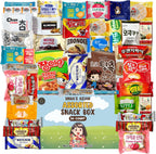 UNHA'S ASIAN - Korean Snack Box Variety Pack Care Package 50 Count Treats International Sanck Gift Set, kids Adult Grandkids Birthday Office School Office Cookies Chips Snacks