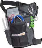 Nurse Fanny Pack w/Elastic Leg Band - Multi Compartment Waist Organizer Tool Bag for Students, Practitioners & Medical Professionals (Black Noche)