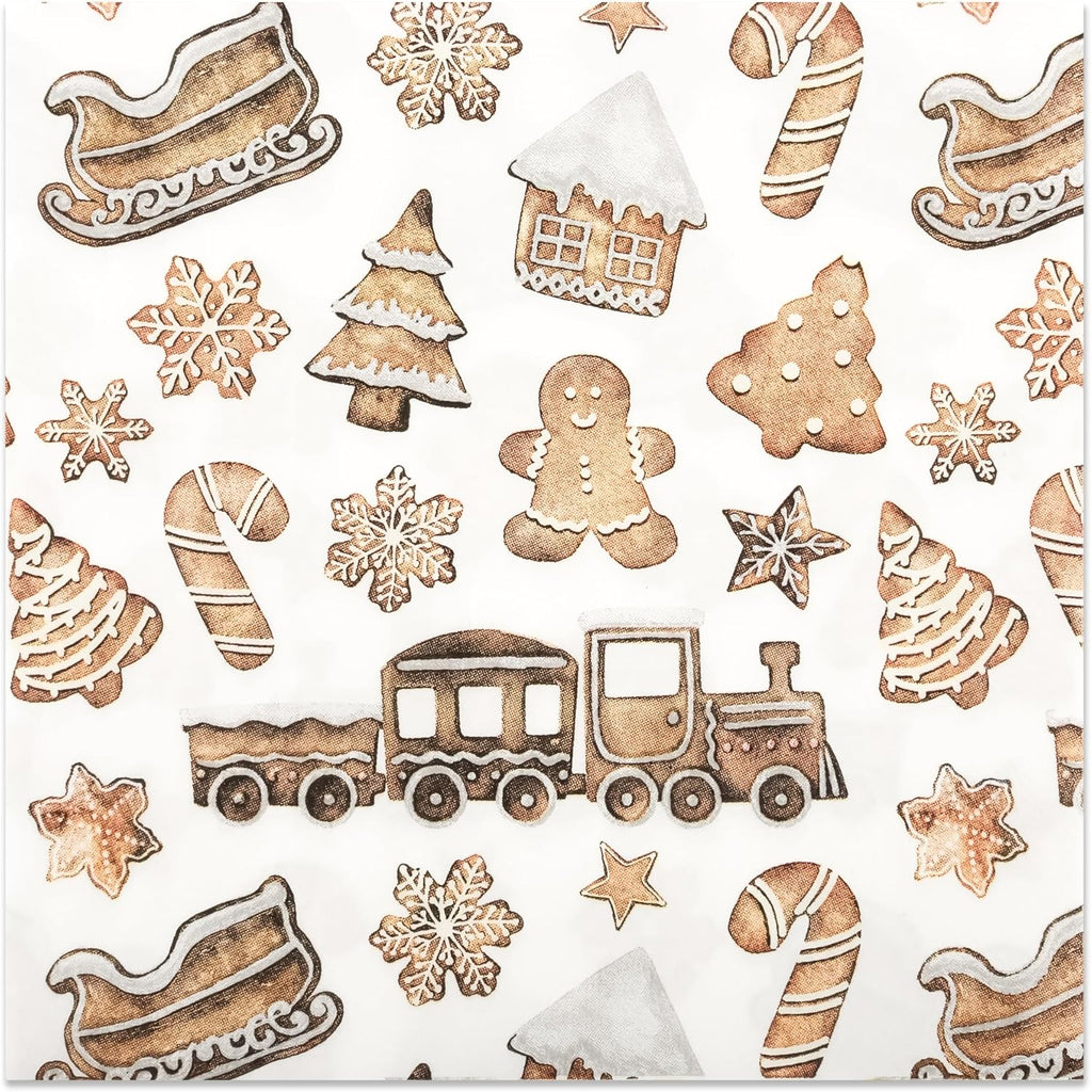 100Pcs Christmas Gingerbread Paper Napkins Xmas Cookies Disposable Party Napkin 6.5" Gingerbread Man Luncheon Hand Towel for Winter Holiday Wedding Baby Shower Party Supplies