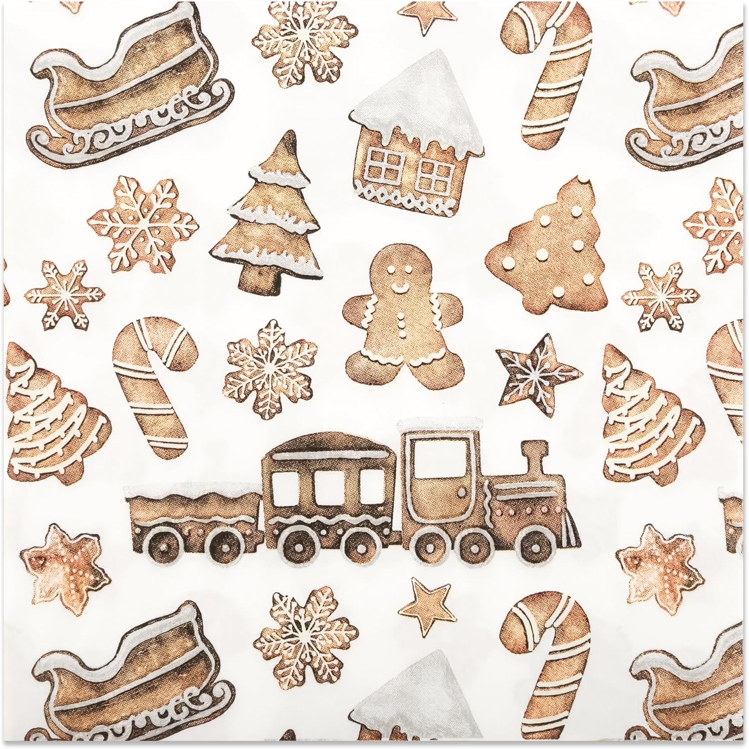 100Pcs Christmas Gingerbread Paper Napkins Xmas Cookies Disposable Party Napkin 6.5" Gingerbread Man Luncheon Hand Towel for Winter Holiday Wedding Baby Shower Party Supplies