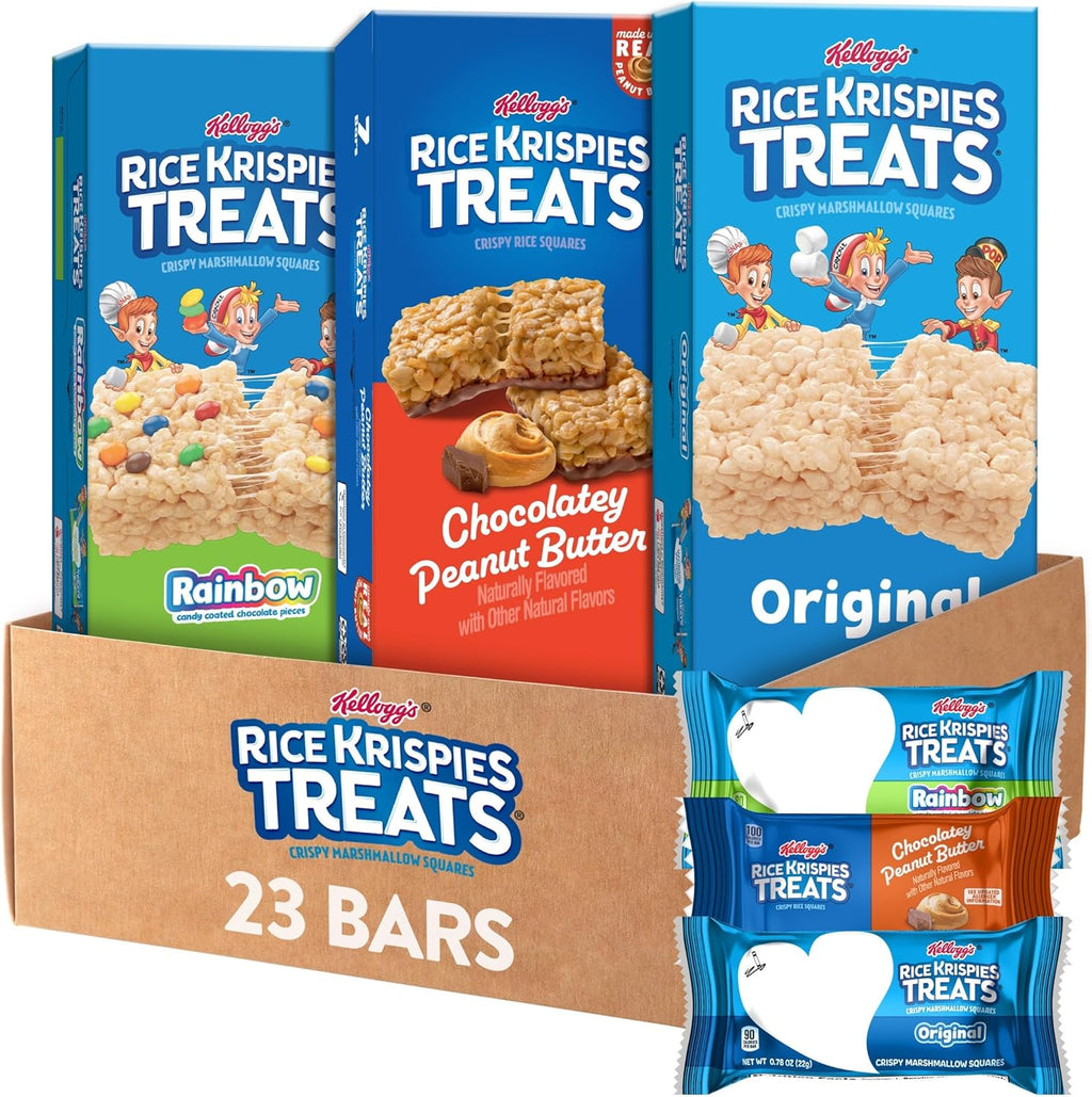 Rice Krispies Treats Crispy Marshmallow and Rice Squares, Lunch Snacks, Kids Snacks, Variety Pack (3 Boxes, 23 Bars)