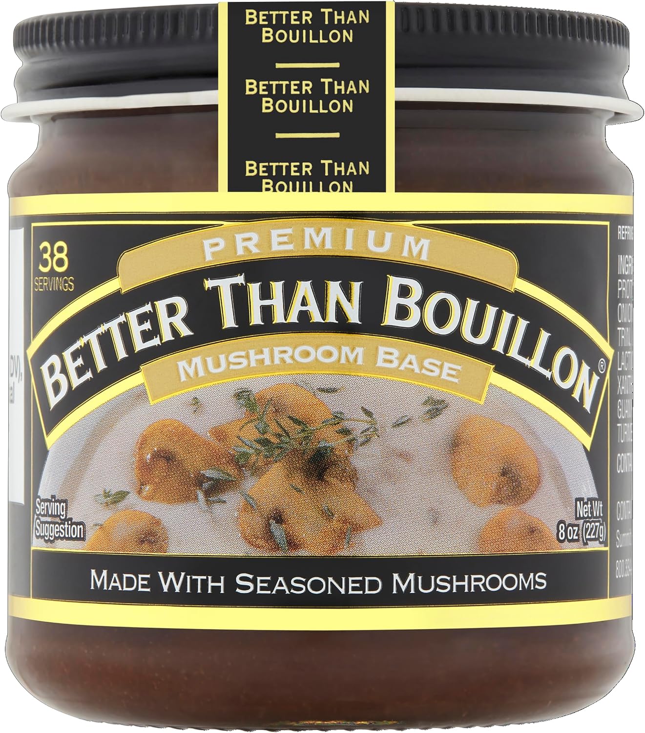 Better Than Bouillon Premium Mushroom Base, Made from Seasoned & Concentrated Mushrooms, Makes 9.5 Quarts of Broth, 38 Servings, 8 OZ (Pack of 1)