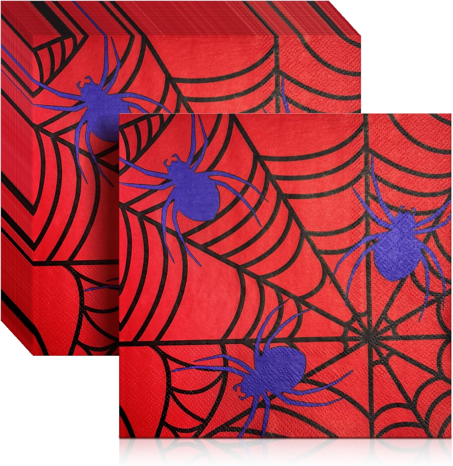 Halloween Spider Web Napkins, 6.5"x6.5"(50-Pack) Themed Party Cocktail Disposable Paper Napkins, Spider Webs & Spider Pattern Napkin, Decorative Dinner Hand Napkins for Festival Birthday Decoration
