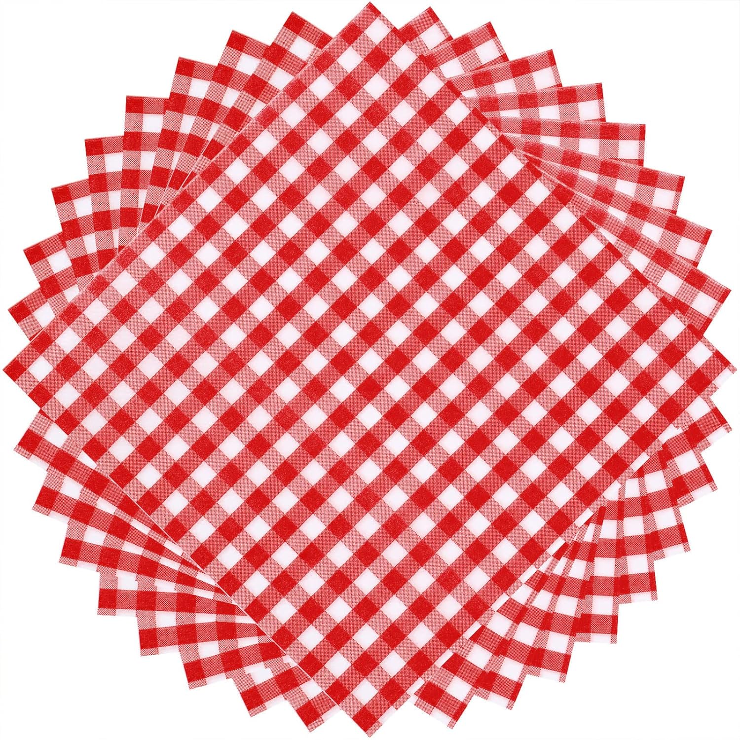 Tatuo 100 Pcs Gingham Paper Napkins Red and White Checkered Napkin Disposable Bulk 12.9x12.9 in Buffalo Plaid Dinner Paper Hand Towel 3 Layer for Picnic BBQ Birthday Wedding Cocktail Pizza Party