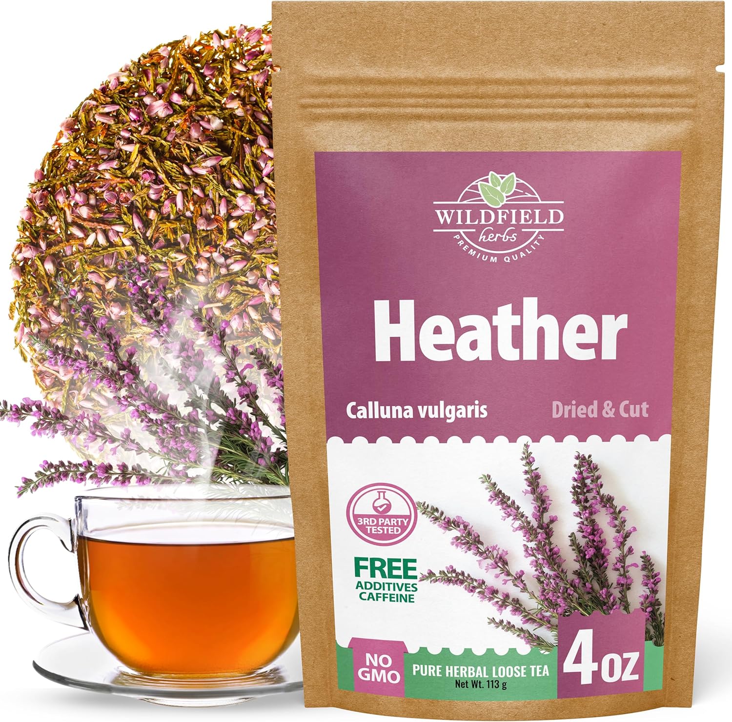 4 oz. Dried Heather Flowers And Leaves Herbal Tea (Calluna vulgaris) - 113g Brecina flores y hojas