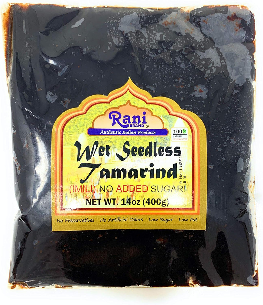 Rani Tamarind, Wet Seedless Block/Slab (Imli) 14oz (400g) ~ All Natural | No added sugar | Vegan | Gluten Free | NON-GMO | Indian Origin