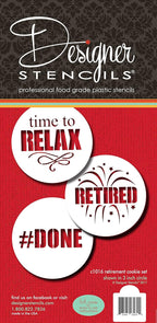 Retired Cookie Stencil Set | Retirement Gifts for Men Women | Retirement Party Decorations | Retirement Decorations for Coworker, Boss, Teachers, Nurses, Friends | C1016 by Designer Stencils