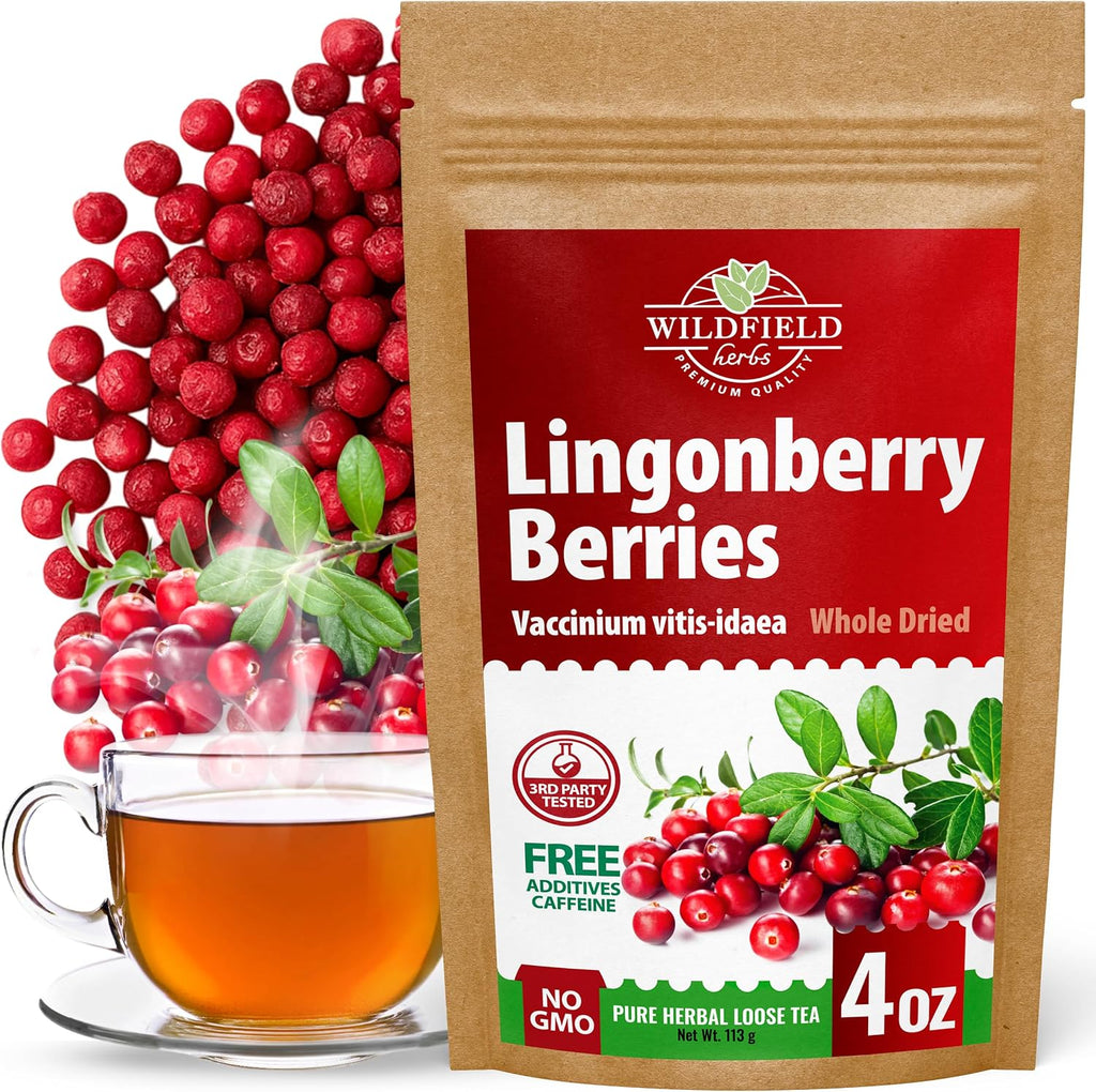 4 oz. Cowberry Lingonberry Whole Berries Tea (Vaccinium vitis-idaea L) – 113g Dried Lingonberry Tea Arándano Rojo Entero Seco