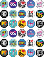 30 x Edible Cupcake Toppers Themed of 90s Party Collection of Edible Cake Decorations | Uncut Edible on Wafer Sheet