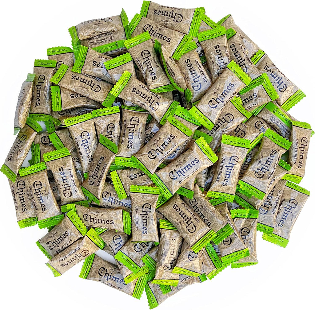 CHIMES ORIGINAL Ginger Chews (1-Pound 1 LB BAG) Premium Natural Chewy Ginger Candy — 16 OZ Individually Wrapped Ginger Chew Candy