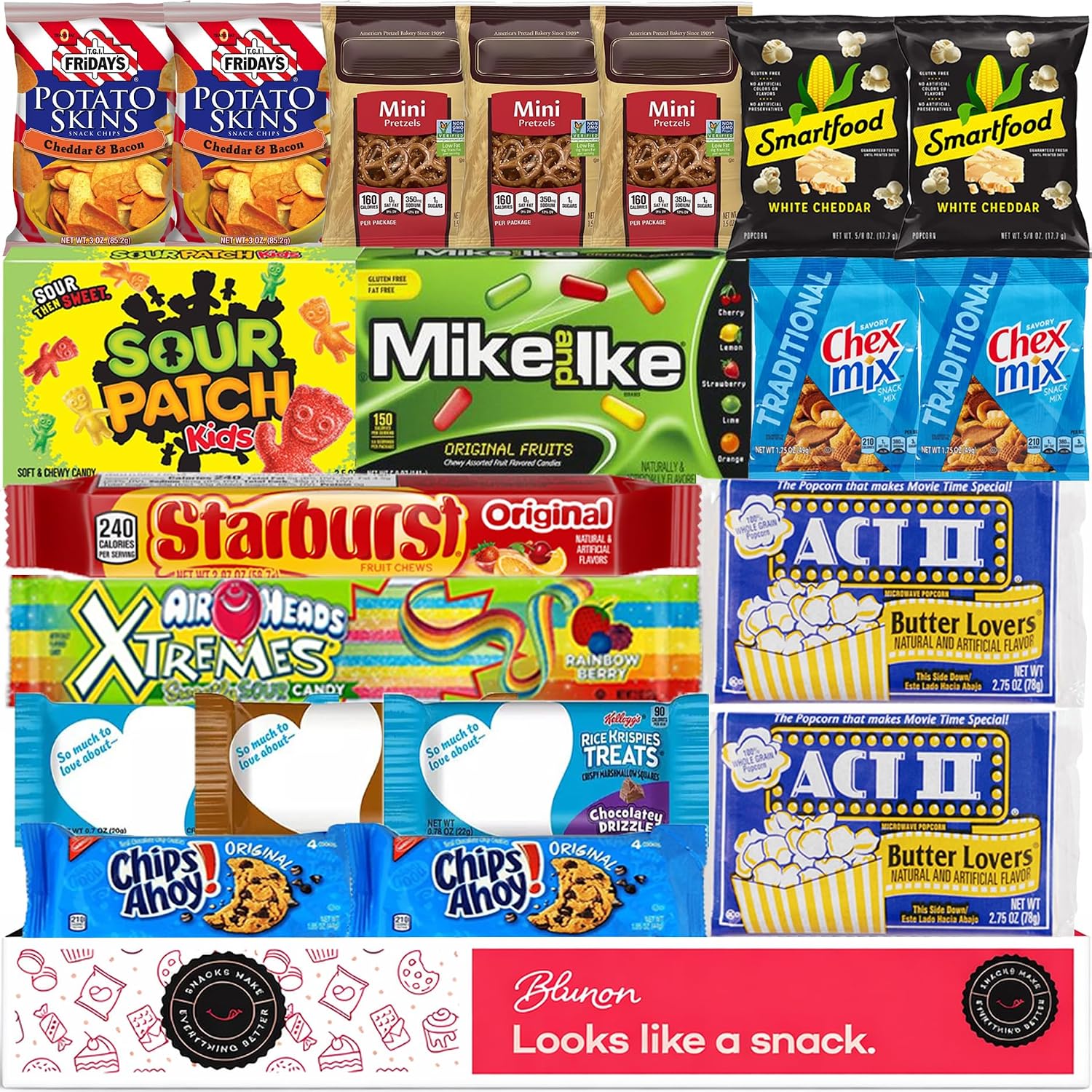 Movie Snacks Box - Movie Night Basket Gift Set - Movie-Night Snack Box for Families and Kids - Gift Basket - Popcorn Movie Night Kit - Popcorn, Candy, Snack Box Assortment (20 Count)
