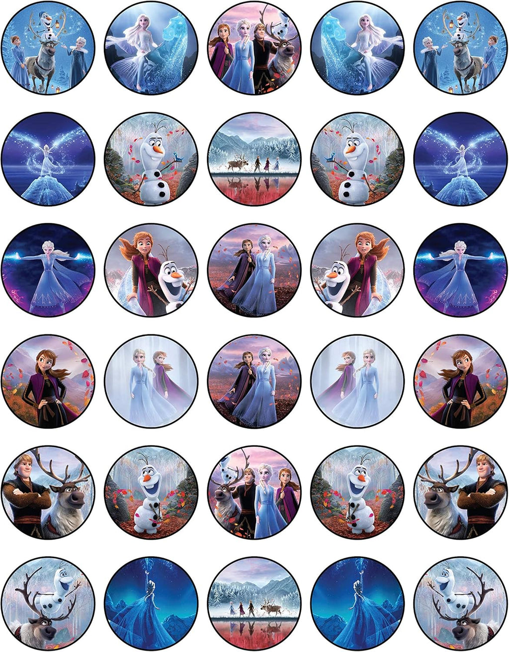 30 x Edible Cupcake Toppers – Winter Princess Inspired Collection of Edible Cake Decorations | Uncut Edible on Wafer Sheet