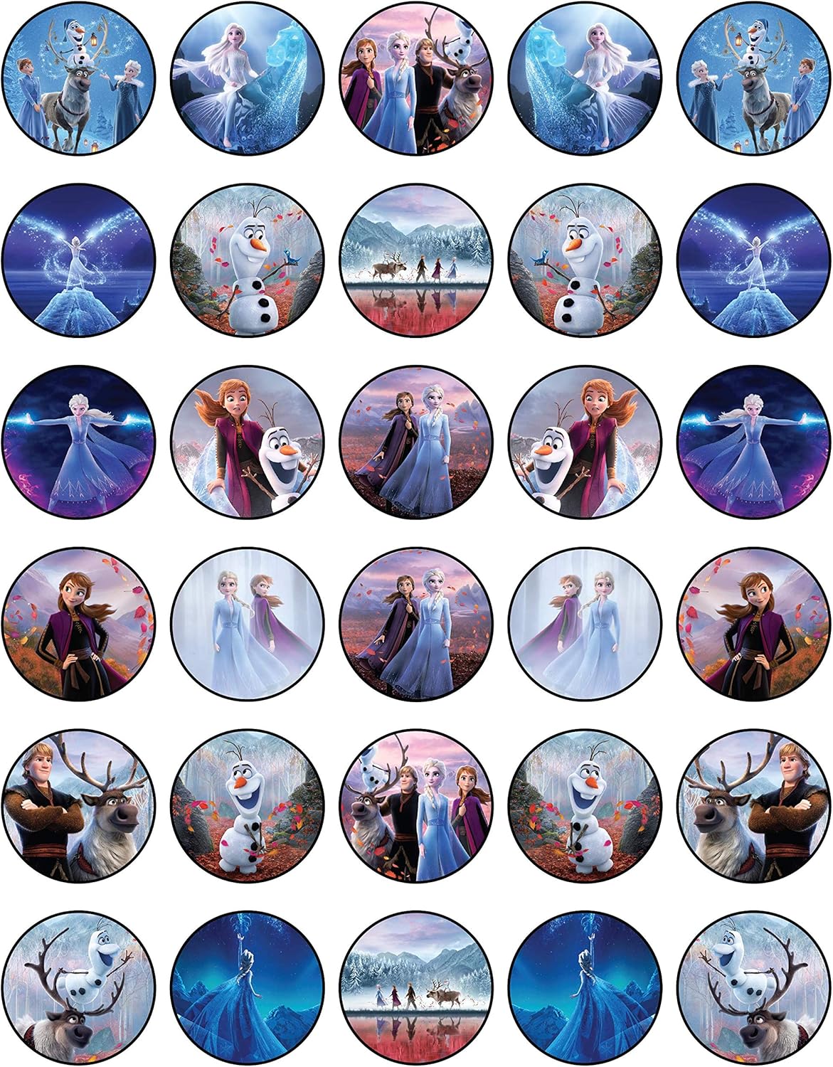 30 x Edible Cupcake Toppers – Winter Princess Inspired Collection of Edible Cake Decorations | Uncut Edible on Wafer Sheet