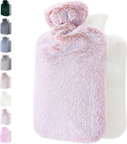 Hot Water Bottle - with Soft Premium Fleece Cover - Pink, 2L - Heating Pad for Menstrual Cramps and Period Comfort - Bed Foot Warmer - Hot & Cold Compress for Back, Stomach, Neck Pain Relief