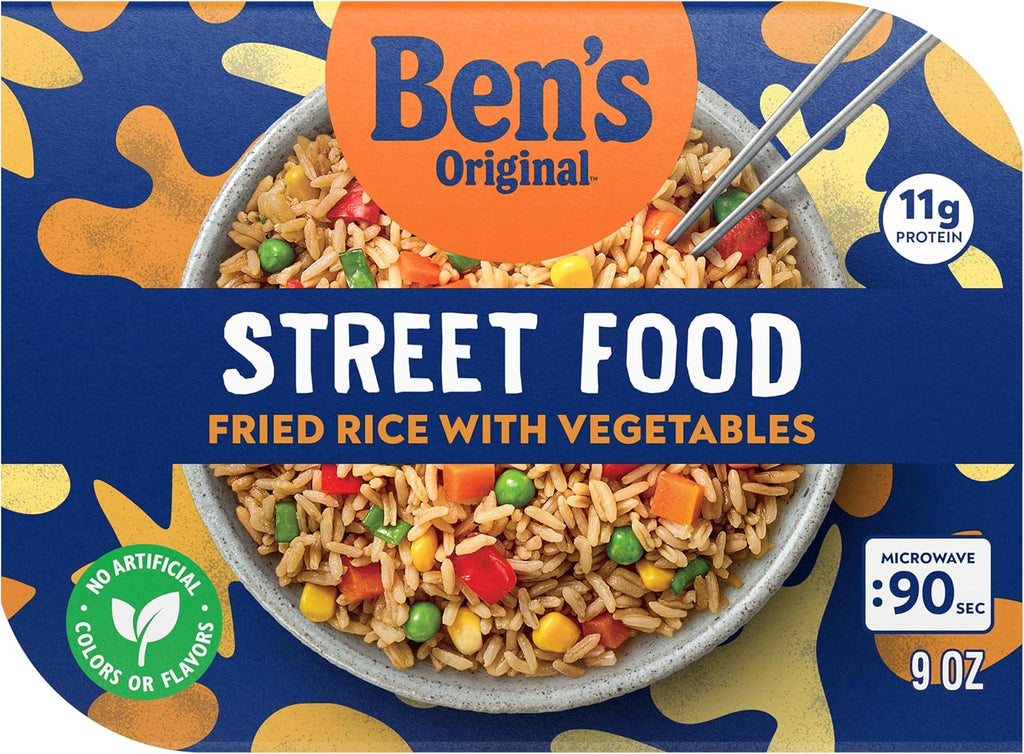 BEN'S ORIGINAL Street Food Fried Rice with Vegetables, Prepared Entrée, Microwave in 90 Seconds, 9 oz