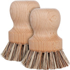 Redecker Pot Brush, Union Fibre, 2-Pack Heavy Duty Scrub Brushes for Pots, Cast Iron & Baked-On Residue, Beechwood, 2.6-Inch Round, Made in Germany
