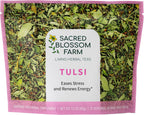 Tulsi Herbal Tea (Holy Basil) | Sacred Blossom Farm | 1.7 oz. Loose Leaf | Ease Stress Renew Enaergy* | Minimally Processed Wisconsin-Grown Medicinal Herbs | Caffeine Free | Handmade in USA