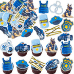 Gyufise 54Pcs Edible Police Cupcake Toppers Wafer Paper Policeman Birthday Cupcake Picks Decorations for Police Emblem Theme Birthday Party Cake Decor Supplies
