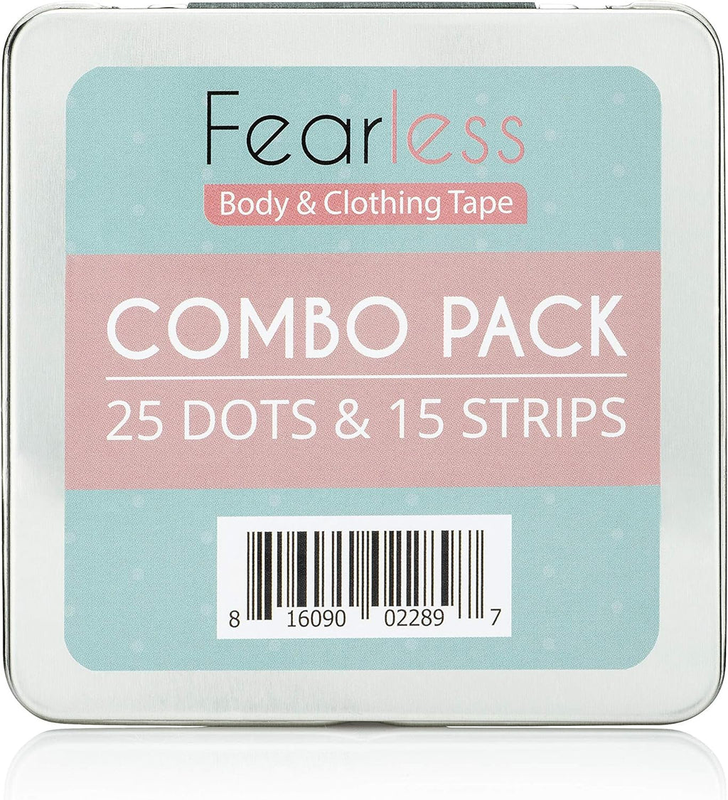 Fearless Tape Combo Pack - Fashion Tape Strips & Dots | Double Sided Body Tape Kit | Clothing Adhesive Variety Pack Strips + Dots for All Outfits