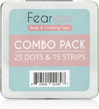 Fearless Tape Combo Pack - Fashion Tape Strips & Dots | Double Sided Body Tape Kit | Clothing Adhesive Variety Pack Strips + Dots for All Outfits