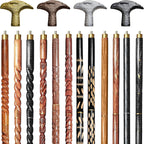 Wood Walking Staff Cane Stick with Hawk Eagle Handle, Rubber Ferrule, Foldable, Adjustable, Custom 31-61 in, AANWS214