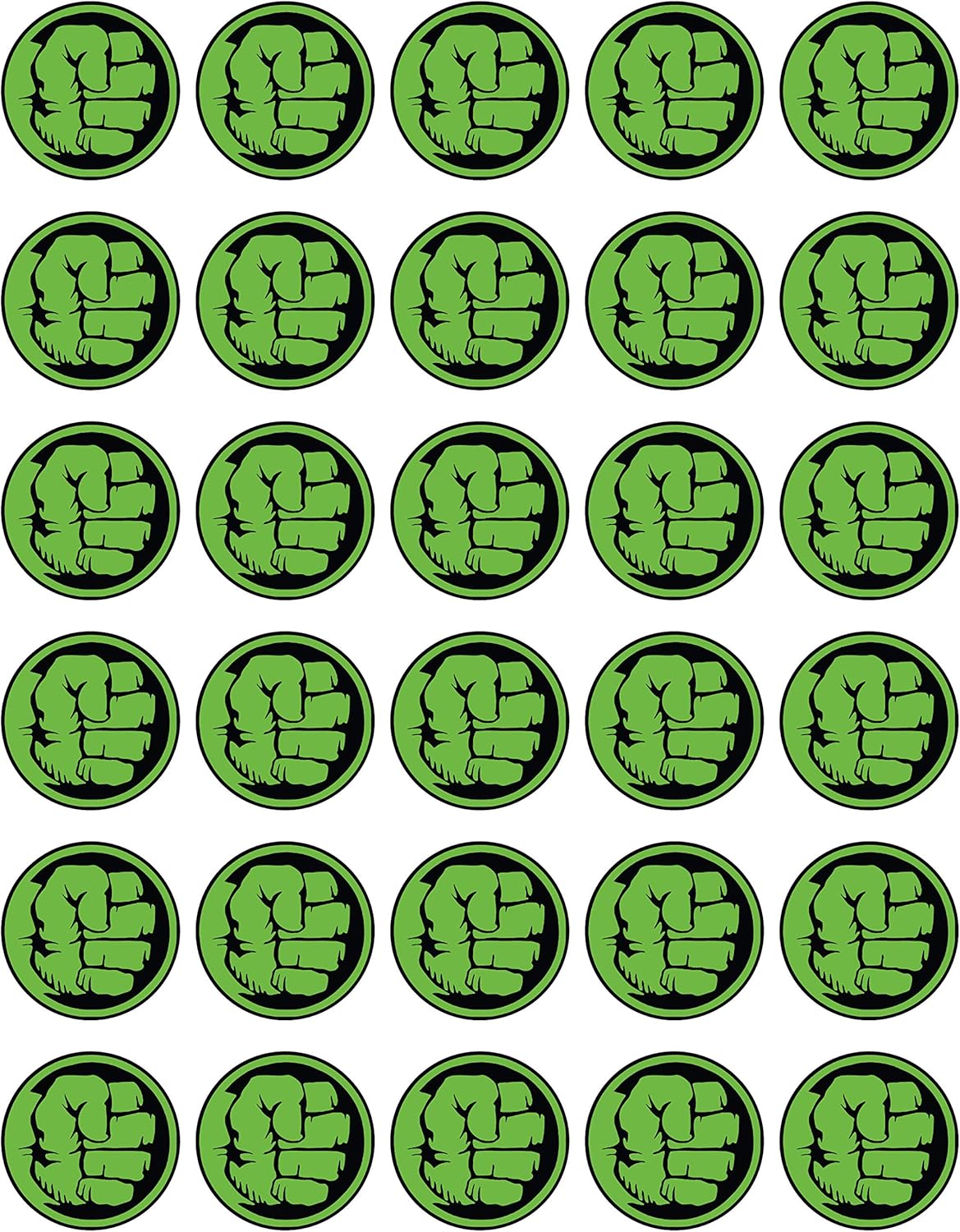 30 x Edible Cupcake Toppers – Hulk Hero Logo Party Collection of Edible Cake Decorations | Edible Wafer Sheet
