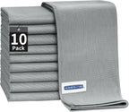 Microfiber Cleaning Cloth - 10 Pack Glasses Cleaning Cloth, 16" x 14" Window Cleaning Rags, Streak Free Lint Free Polishing Cloths Wipes for Eye Glass, Stainless Steel, Windshield, Grey