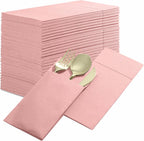 50-Pack Disposable Linen-Feel Dinner Napkins with Built-in Flatware Pocket, PINK Prefolded Cloth Like Paper Napkins For Valentines Day, Baby Shower, Dinner, Wedding Or Party [Silverware NOT Included]