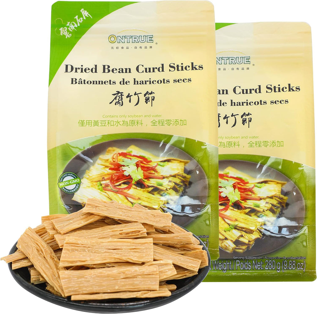 ONTRUE Tofu Sheets Dried Beancurd Sticks Asian Tofu Yuba Precut Tofu Good Source Of Protein Non-GMO Vegan Great Gourmet Gift 9.88 Oz (pack of 2)
