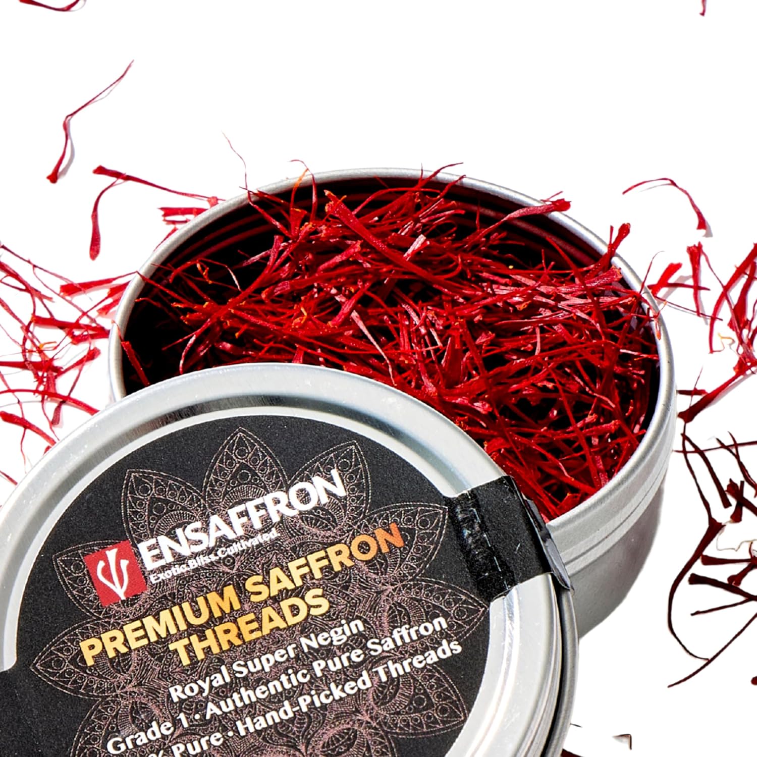 EnSaffron – 1 Gram Natural Premium Thick All Red Saffron Threads, Sunlight Processed Natural Saffron Grade A+ Super Negin Non-GMO Verified. For Tea, Paella, Rice, Desserts, Golden Milk and Risotto