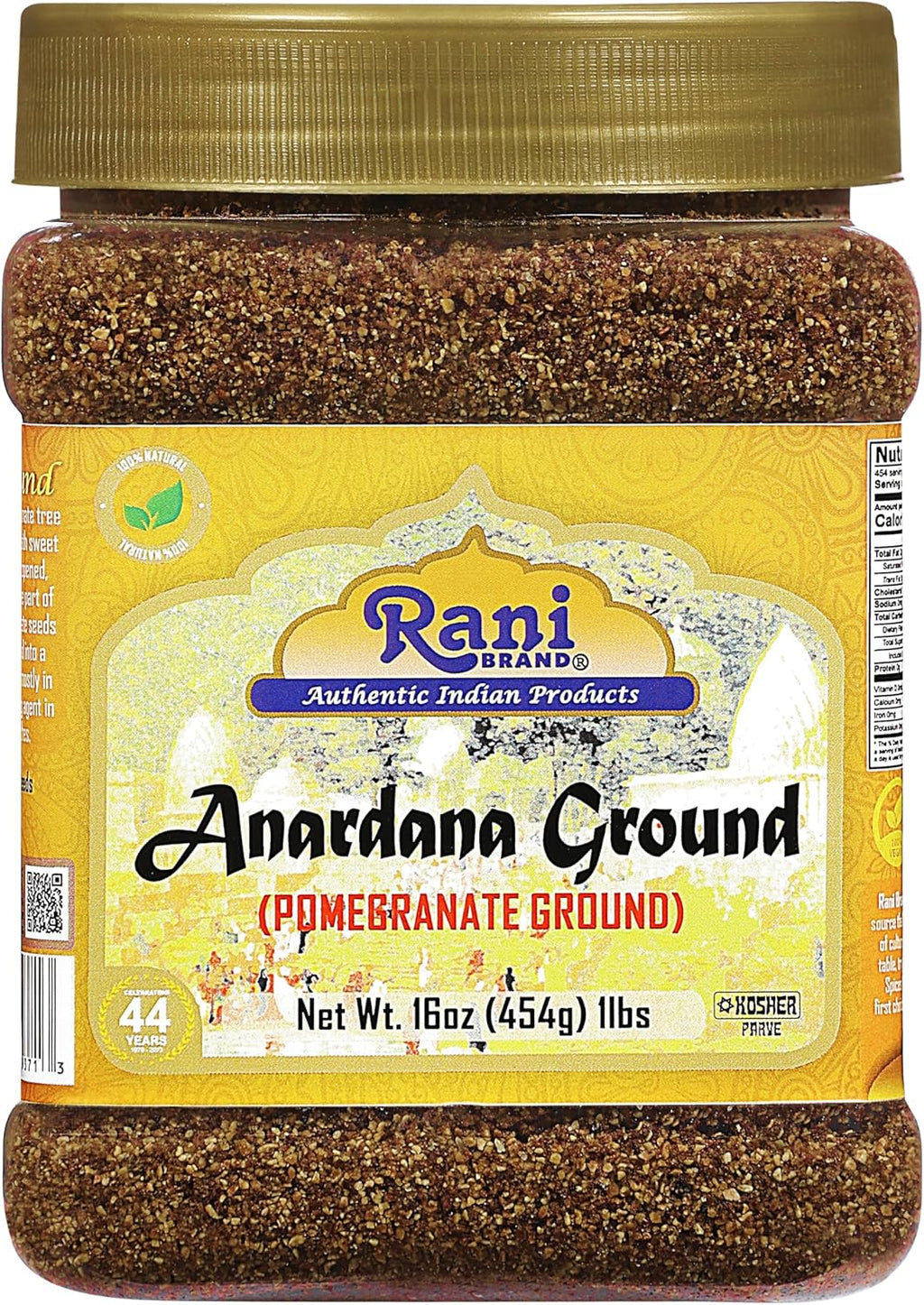 Rani Anardana (Pomegranate) Ground, Indian Spice 16oz (1lb) 454g PET Jar ~ All Natural | No Color | Gluten Friendly | Vegan | NON-GMO | Kosher | No Salt or fillers | Indian Origin