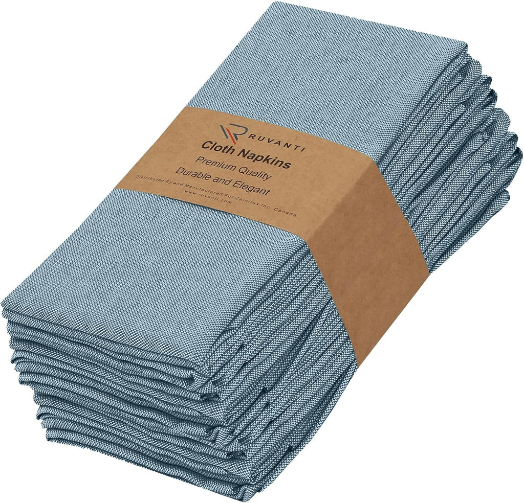 Ruvanti Cloth Napkins Set of 12, 18x18 Reusable Napkins Cloth Washable, Soft & Durable Table Napkin, Poly Cotton Fabric Dinner Napkins for Parties, Christmas, Thanksgiving, Weddings - Teal