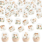 40PCS Edible Circle Wedding Groom Bride Cupcake Toppers Mr Mrs Cupcake Picks for Bridal Shower Engagement Newly Married Happy Wedding Cake Cupcake Decorations Proposal Party Decors