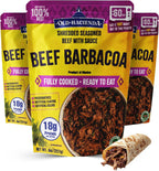 Old Hacienda Beef Barbacoa, | 100% Shredded Seasoned Beef with Sauce | Fully Cooked & Ready to Eat | 18g Protein | No Preservatives, Artificial Flavors or Colors | BPA Free Pouch | Pack of 3 - 8 oz