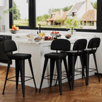 Yongchuang 30" Black Bar Stools Set of 4 PU Leather Bar Height Stools with Back Metal Legs Upholstered Modern Kitchen Island Bar Chairs