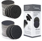 Precision Sandpaper Foot File Refill Pads | 80 Grit Coarse & 120 Grit Fine Callus Remover Discs | Self-Adhesive Pedicure Replacement Set – 60 pcs Total