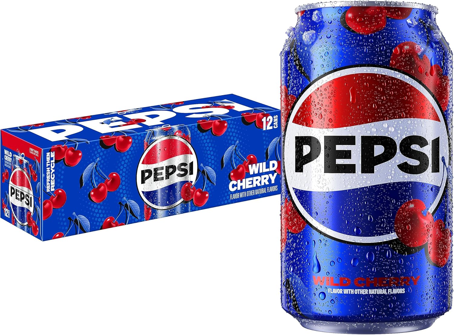 Pepsi Cola Soda, Wild Cherry, 12 Fl Oz Cans (Pack of 12)