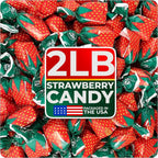 Strawberry Hard Candy Individually Wrapped by Cambie, 2 lbs of Strawberry Candy with a Deliciously Sweet Hard Exterior with a Soft, Fruit-Filled Center