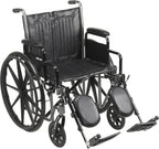Drive Medical SSP220DDA-ELR Silver Sport 2 Full-Reclining Transport Wheelchair with Detachable Desk Arms and Swing-Away Elevating Leg Rest, Black